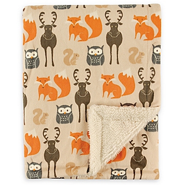 Hudson Baby&reg; Minky Blanket with Sherpa Back in Forest. View a larger version of this product image.