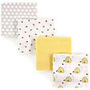 Luvable Friends&reg; 4-Pack Flannel Bee Receiving Blankets in Yellow