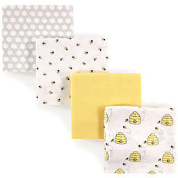 Luvable Friends® 4-Pack Flannel Bee Receiving Blankets in Yellow