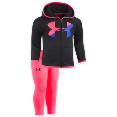 under armour black hoodie with pink logo