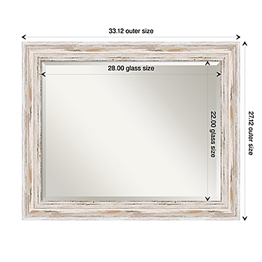 27-Inch x 33-Inch Alexandria Bathroom Mirror in Whitewash. View a larger version of this product image.