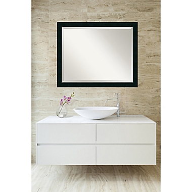 Amanti Art Nero 31-Inch x 25-Inch Bathroom Mirror in Black. View a larger version of this product image.