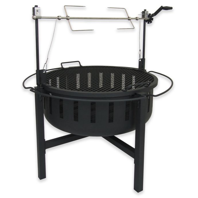 Landmann Usa Fire Rock Fire Pit With Rotisserie And Grill In Black