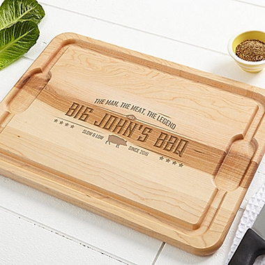 Man, Meat, Legend 12-Inch x 17-Inch Cutting Board in Maple. View a larger version of this product image.