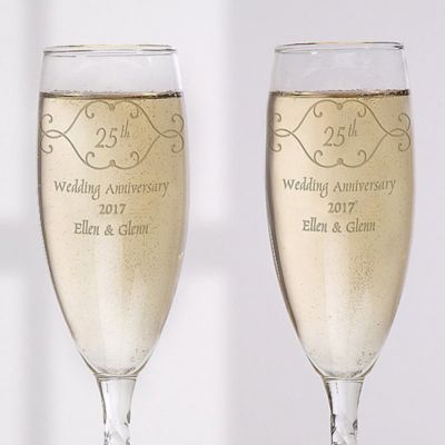 Anniversary Toast Champagne Flutes (Set