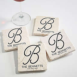 Initial Accent Tumbled Stone Coasters (Set of 4)