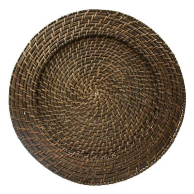 Round Rattan Espresso 13&quot; Charger Plate( Set of 4)