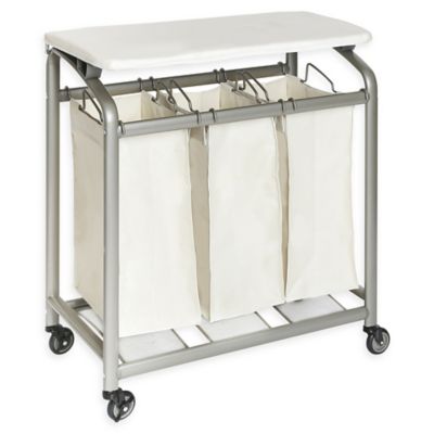 triple laundry hamper with lid