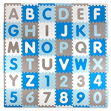 Tadpoles ABC 60-Piece Play Mat in Blue/Grey. View a larger version of this product image.