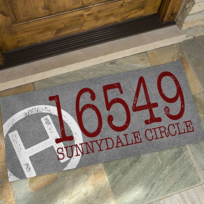 Initial Stamped Address 24 Inch X 48 Inch Oversized Doormat