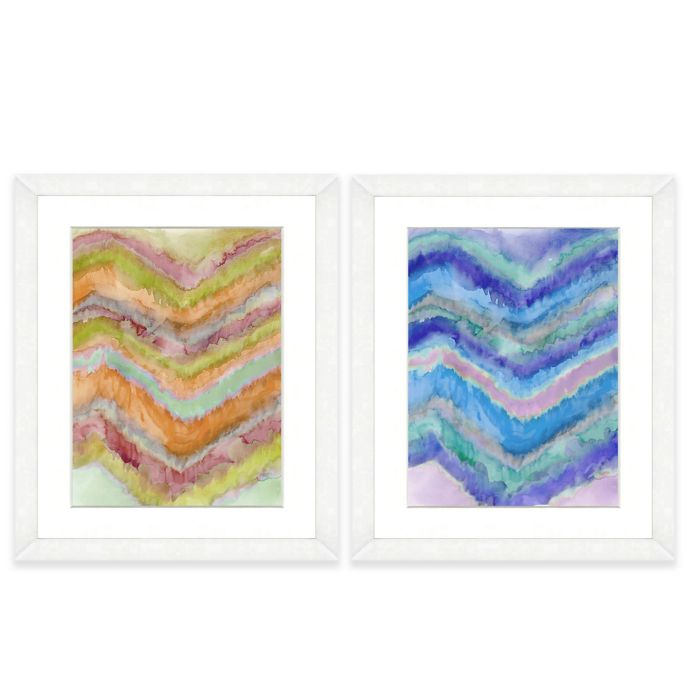 Watercolor Chevron 18-Inch X 22-Inch Framed Wall Art | Bed Bath & Beyond