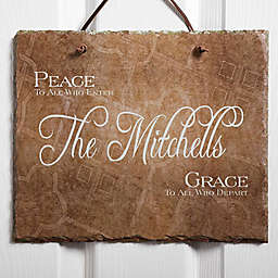 Peaceful Welcome 11.5-Inch x 9.5-Inch Personalized Slate Plaque