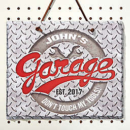 His Garage Rule 11.5-Inch x 9.5-Inch Personalized Slate Plaque