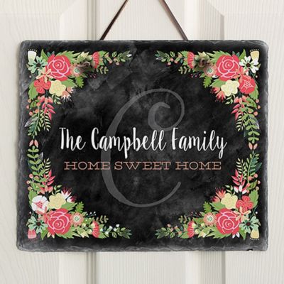 Posh Floral Welcome 11.5-Inch x 9.5-Inch Personalized Slate Plaque