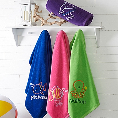 Go Fish! Beach Towel in Blue. View a larger version of this product image.