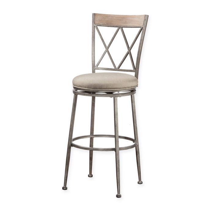 Hillsdale Stewart Indoor Outdoor Stool In Sunbrella Canvas White Pewter Bed Bath Beyond