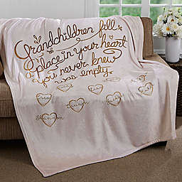 "Grandchildren Fill Our Hearts" 50-Inch x 60-Inch Fleece Throw Blanket