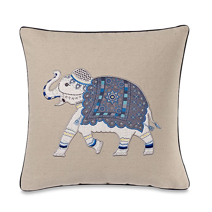 Make-Your-Own-Pillow Molina Elephant Square Throw Pillow Cover in Blue | Bed Bath & Beyond