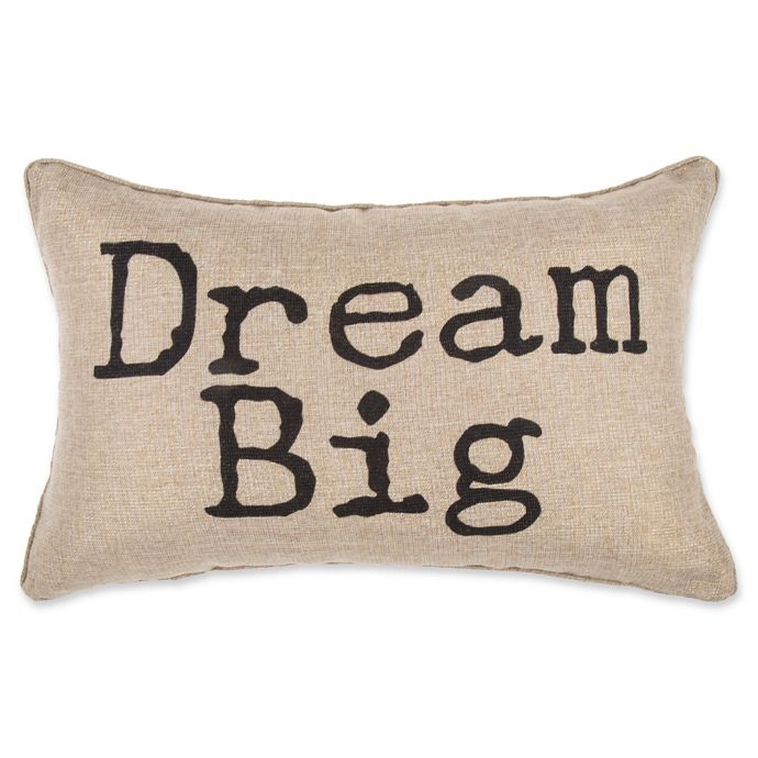 MakeYourOwnPillow Dream Big Oblong Throw Pillow Cover in Black