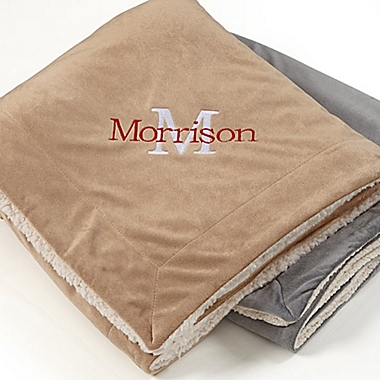 Initially Yours 50-Inch x 60-Inch Embroidered Sherpa Throw Blanket. View a larger version of this product image.