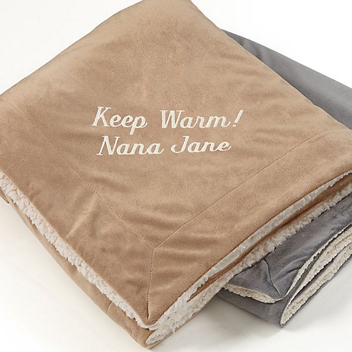 Alternate image 1 for You Name it! Embroidered Sherpa Throw Blanket