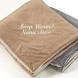 You Name it! 50-Inch x 60-Inch Embroidered Sherpa Throw Blanket