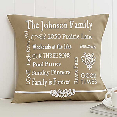 Our Family Keepsake 18-Inch Square Throw Pillow. View a larger version of this product image.