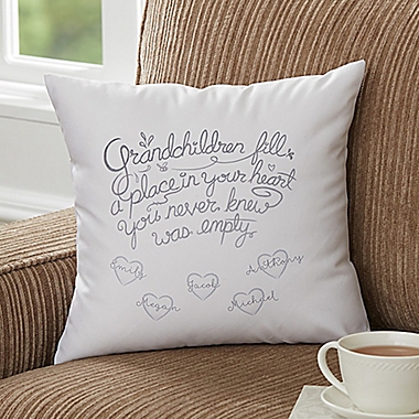 Grandchildren Fill Our Hearts Keepsake Square Throw Pillow. View a larger version of this product image.