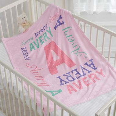 Repeating Name Fleece Baby Throw Blanket. View a larger version of this product image.