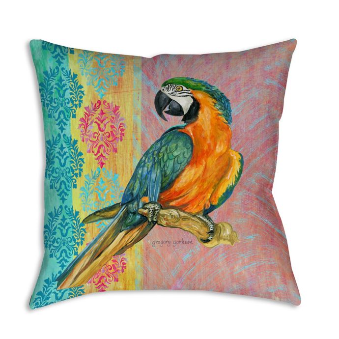 Manual Woodworkers Breezy Palms Parrot Square Indoor Outdoor Throw