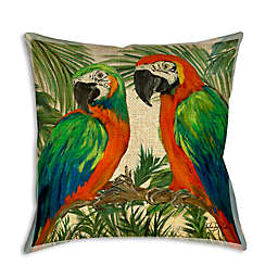 Two Parrots 19-Inch Square Indoor/Outdoor Throw Pillow