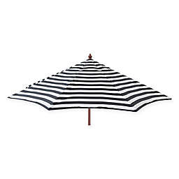 DestinationGear 9-Foot Italian Bistro Wooden Striped Umbrella in Black/White