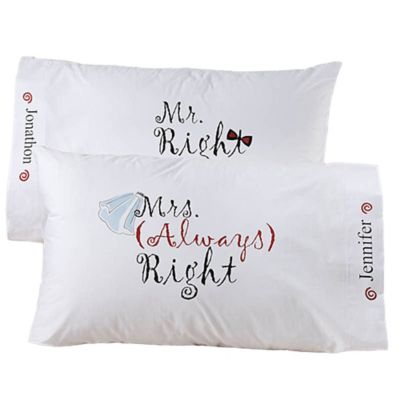 &quot;Mr. and Mrs. Right&quot; Pillowcase Pair