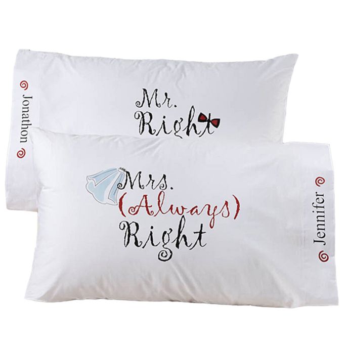 Mr And Mrs Right Pillowcase Pair Bed Bath Beyond