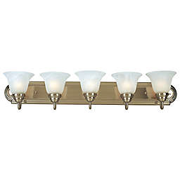 Maxim Lighting Essentials 5-Light Wall Mount Vanity Light in Satin Nickel with Marble Glass Shades