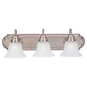 Maxim Lighting Essentials 3-Light Wall Mount Vanity Light in Satin Nickel with Marble Glass Shades