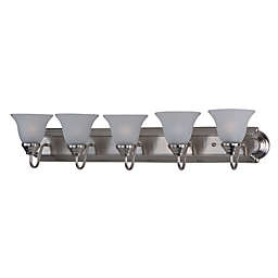Maxim Lighting Essentials 5-Light Wall Mount Vanity Light in Satin Nickel with Frosted Glass Shades