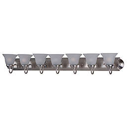 Maxim Lighting Essentials 7-Light Wall Mount Vanity Light in Satin Nickel with Frosted Glass Shades