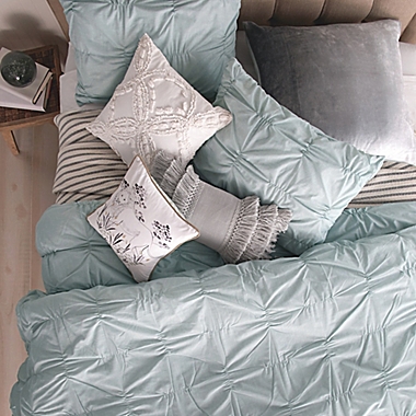 Peri Home Check Smocked Standard Pillow Sham 20”x26” Aqua 