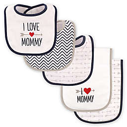 Luvable Friends® 5-Pack "I Love Mommy" Bib and Burp Cloth Set in Blue