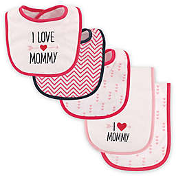 Luvable Friends® 5-Pack "I Love Mommy" Bib and Burp Cloth Set in Pink