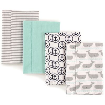 Hudson Baby 4-Pack Whale Burp Cloth Set in Teal