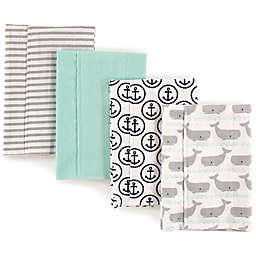 Hudson Baby 4-Pack Whale Burp Cloth Set in Teal