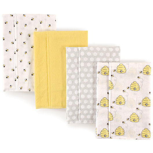 Alternate image 1 for Hudson Baby 4-Pack Bees Burp Cloth Set in Yellow