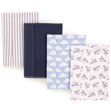 Hudson Baby 4-Pack Airplane Burp Cloth Set in Blue. View a larger version of this product image.