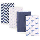 Alternate image 0 for Hudson Baby 4-Pack Whales Burp Cloth Set in Blue