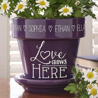 Personalized Flower Pot Candle with Name and Inspirational Message Assorted Love 