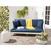 Safavieh Malibu Wood Outdoor Daybed in Antique White/Navy