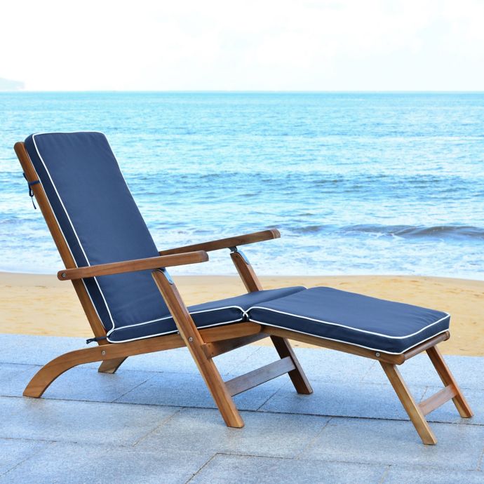 Safavieh Palmdale All Weather Chaise Lounge Chair in Teak ...