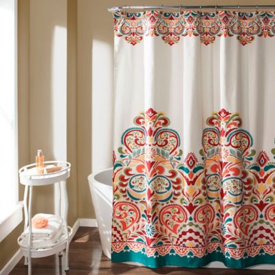 Boho Stripe Shower Curtain In Turquoise Orange Bed Bath Beyond